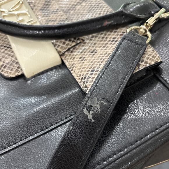 DVF Diane Von Furstenberg Leather Tote Bag Snake Skin Embossed Roccia Black - Picture 15 of 15